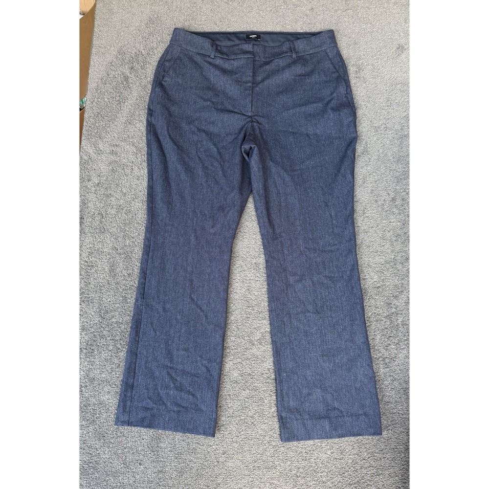 Express Editor Boot Mid Rise Blue Dress Pants 14R Bootcut Cotton Blend